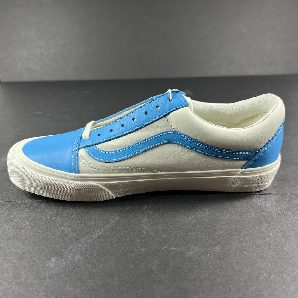 VANS Shoe Men Old Skool Vault Leather White Bonnie Blue Sneaker VN0A4BVFXG01 - Picture 3 of 14